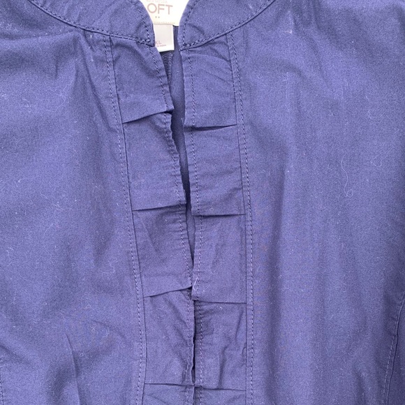 Loft Navy Jacket with ruffle trimmed accent - Picture 3 of 5